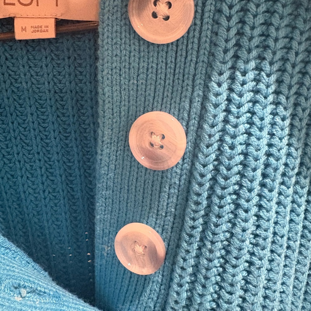 Loft Turquoise Ribbed Collar Sweater - Picture 4 of 5